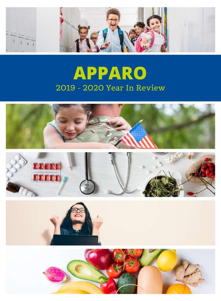 Impact images representing the work Apparo enabled in the 2019-2020 fiscal year.