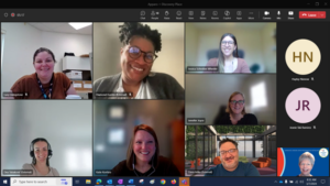 Nonprofit technology training through virtual meeting with volunteers